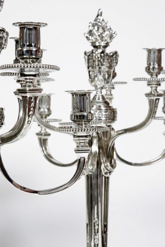 Antiquités - A. Aucoc - Pair of Sterling Silver Candelabra 7 Lights 19th