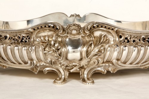 BOIN TABURET - Planter in silvered bronze - Antique Silver Style Napoléon III