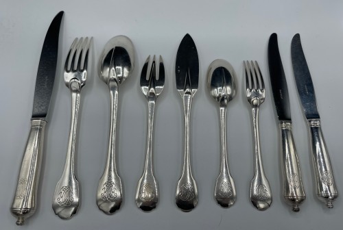  PUIFORCAT -122 pieces flatware in Sterling Silver, XXe 