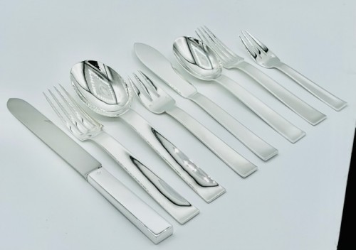 Jean Tétard Cutlery set in solid silver Model Trocadero / 1930 - Antique Silver Style Art Déco