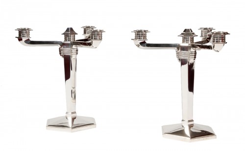 Christofle - Paire de candélabres argent massif circa 1930