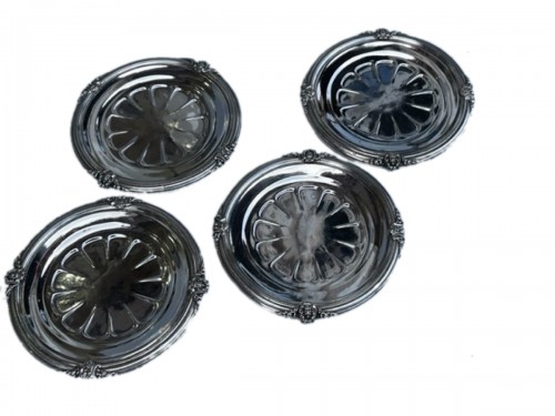 Odiot - FOSet of four round solid silver bottle coasters