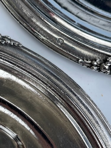 Odiot - FOSet of four round solid silver bottle coasters - Antique Silver Style Napoléon III