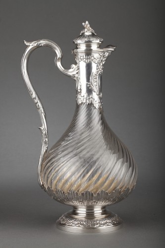 19th century - Bointaburet - Pair of crystal and sterling silver ewers, 19th 