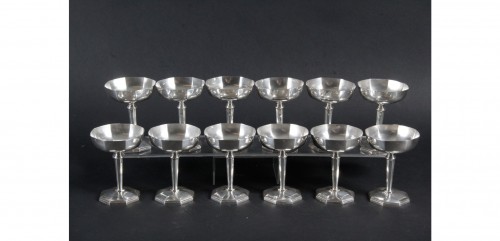 Boulenger - Suite of 12 cups in sterling silver Art deco - Antique Silver Style Art Déco