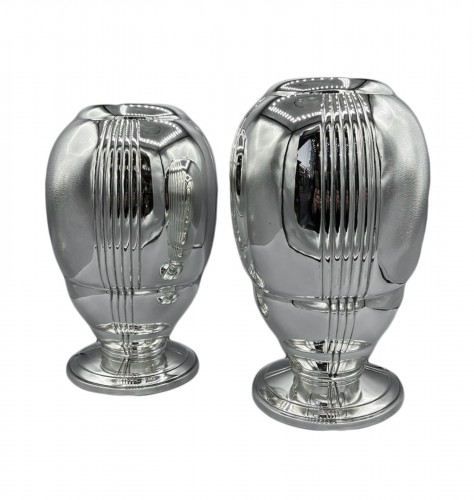 Ravinet d&#039;Enfert - Pair of  Art déco solid silver vases