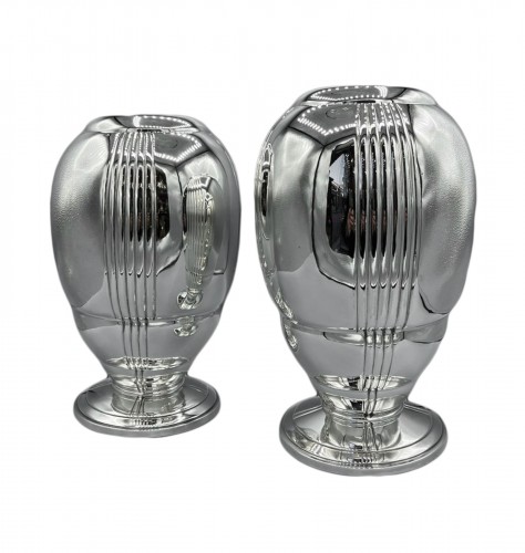 Ravinet d'Enfert - Pair of  Art déco solid silver vases