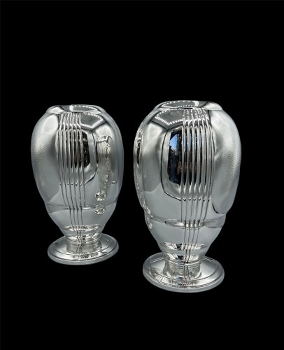 Antiquités - Ravinet d&#039;Enfert - Pair of  Art déco solid silver vases