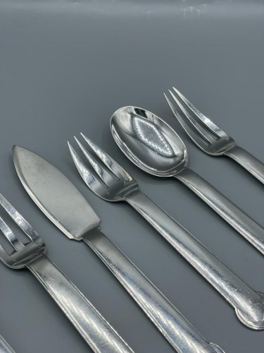 Jean E. Puiforcat - Art deco solid silver cutlery set Annecy model - Antique Silver Style Art Déco