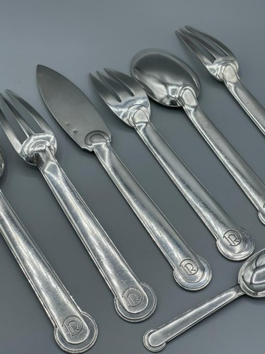 Art Déco - Jean E. Puiforcat - Art deco solid silver cutlery set Annecy model