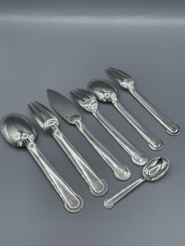 Antiquités - Jean E. Puiforcat - Art deco solid silver cutlery set Annecy model
