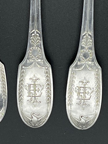 Napoléon III - Puiforcat - Solid silver cutlery set for export (800°°) late 19th century