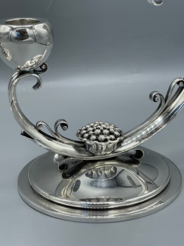 Holger Rasmussen - Paire de candélabres en argent massif deux lumières - Emmanuel Redon Silver Fine Art