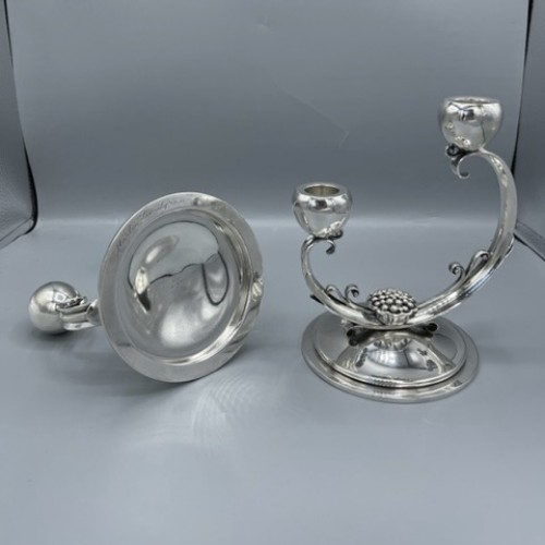 20th century - Holger Rasmussen - Pair Of Candelabra In Sterling Silver Two Light