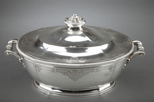 Silversmith H. LAPPARRA - Covered soup tureen in solid silver late 19th  - Antique Silver Style Napoléon III