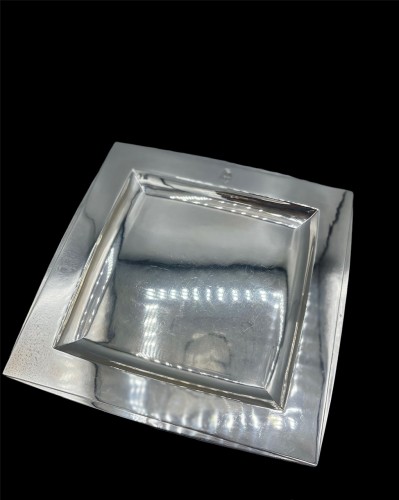 Jean E. Puiforcat -  square dish in sterling silver, art deco period - Antique Silver Style Art Déco