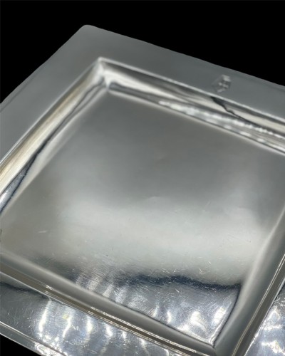 Jean E. Puiforcat -  square dish in sterling silver, art deco period - 