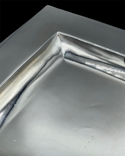 Art Déco - Jean E. Puiforcat -  square dish in sterling silver, art deco period