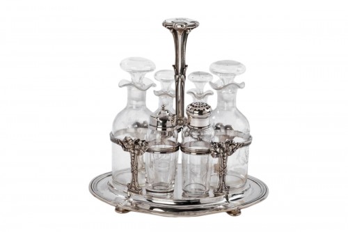 Odiot - Cruet Vinegar in solid silver/crystal late 19th 