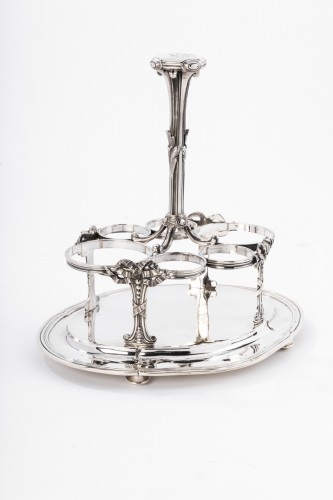 Odiot - Cruet Vinegar in solid silver/crystal late 19th  - 
