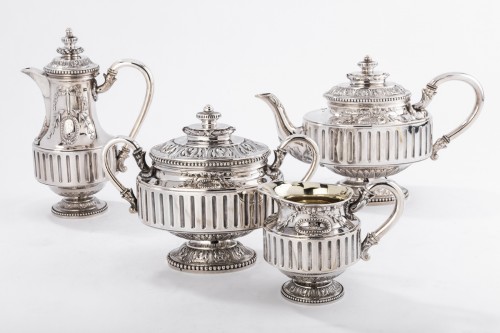 Gustave Odiot - Service thé café 4 pièces en argent XIXe siècle - Emmanuel Redon Silver Fine Art