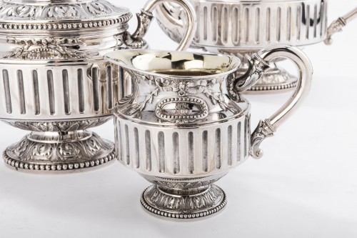 XIXe siècle - Gustave Odiot - Service thé café 4 pièces en argent XIXe siècle