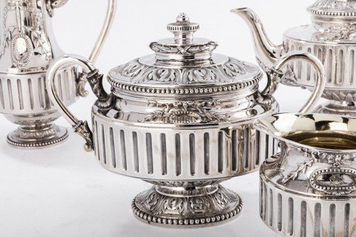 Antiquités - Gustave Odiot - Service thé café 4 pièces en argent XIXe siècle