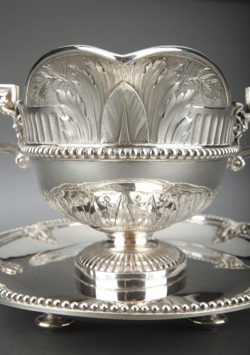 Antiquités - Gustave Odiot (1865-1894) – Solid silver sauce boat on its 19th  tray