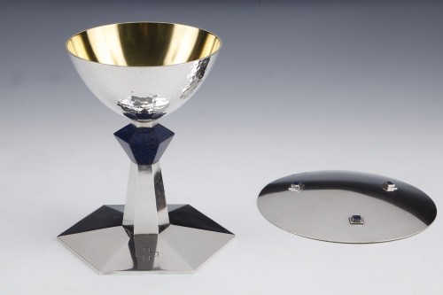DEMARQUET - Chalice in silver and Lapis-lazuli Art Deco period - Antique Silver Style Art Déco