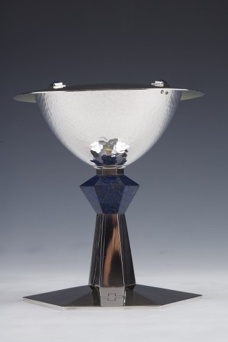 20th century - DEMARQUET - Chalice in silver and Lapis-lazuli Art Deco period