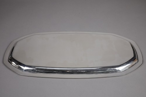Antiquités - Jean E. Puiforcat - Large Art Deco solid silver presentation dish