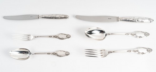 Goldsmith Lapparra - 129-piece cutlery set in solid silver ART NOUVEAU - Antique Silver Style Art nouveau