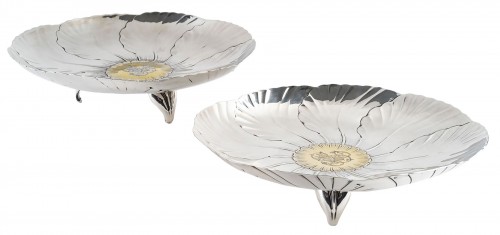 Christofle - Pair of sterling silver cups Art nouveau period