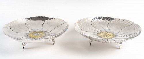 Christofle - Pair of sterling silver cups Art nouveau period - Antique Silver Style Art nouveau