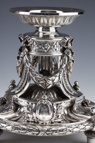 XIXe siècle - Odiot - Paire de coupes en argent massif vasques en cristal XIXè