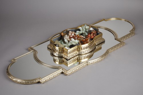 Antiquités - Tetard - Surtout de table en trois parties et sa Jardinière en vermeil XIXè