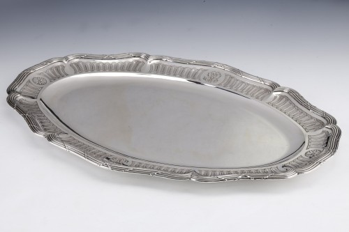 Boin Taburet - Grand Plat de présentation ovale en argent massif XIXè - Argenterie et Orfèvrerie Style Napoléon III