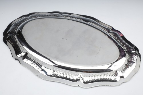 Antiquités - Boin Taburet - Large Oval Presentation Dish in Sterling Silver XIXth