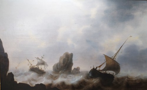 Bonaventura Peeters (1614-1652) - Navires dans des eaux agitées - Tableaux et dessins Style 