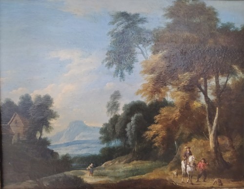 Peeter Bout (1658-1719) - Paysage boisé avec Cavalier - Tableaux et dessins Style 