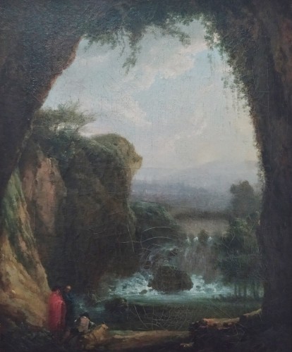 Paysage à la cascade - Ecole française du XVIIIe siècle - Tableaux et dessins Style 