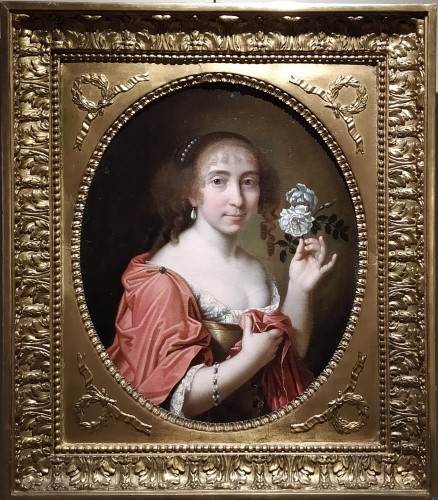 La Dame à la Rose - attribué à Charles et Henri Beaubrun, dit les frères Beaubrun