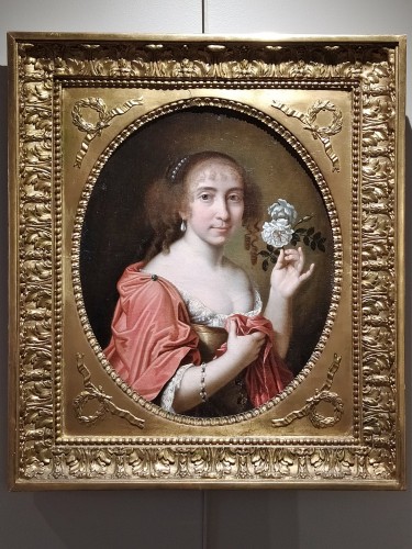 Tableaux et dessins Tableaux XVIIe siècle - La Dame à la Rose - attribué à Charles et Henri Beaubrun, dit les frères Beaubrun