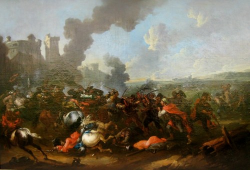 attributed to August Querfurt - &quot;Battle of Kahlenberg&quot; - Paintings & Drawings Style 