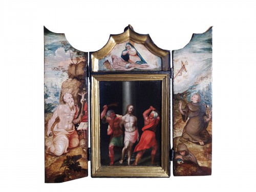 The Flagellation of Christ, surrounded by Saint Jerome and Saint Francis 