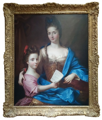 François de Troy (1645-1730) - Portrait d’une Dame de qualité et de sa fille