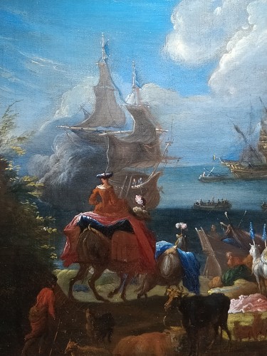 Tableaux et dessins Tableaux XVIIe siècle - Jean-Baptiste van der Meiren (1664 - 1736) - L’arrivée des marchands orientaux
