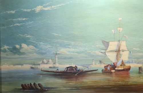 Vue de Venise avec gondole, P. d'Ambel - Galerie Eric Beaumont