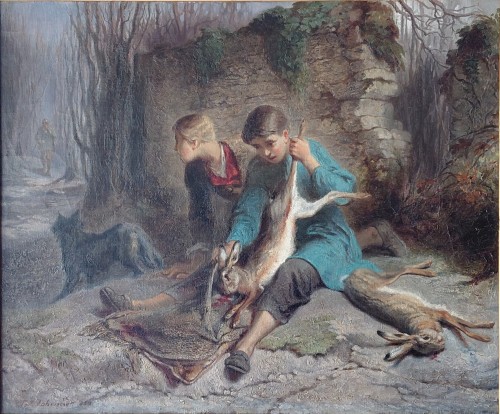 T.Y Johannot, Les petits Braconneurs (The Little Poachers) - Paintings & Drawings Style 