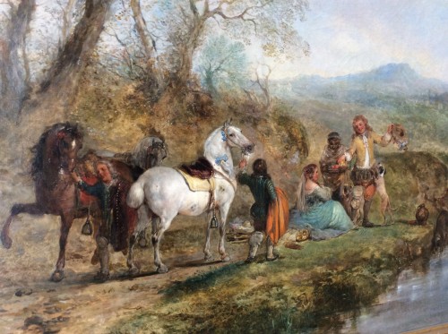 Tableaux et dessins Tableaux XIXe siècle - Alexandre-René VERON (1826-1897) attribué à - La Halte de Chasse